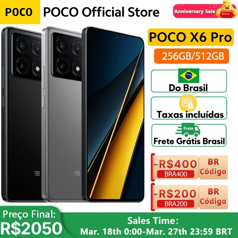 [J No Brasil] Smartphone Xiaomi Poco X6 Pro 8gb Ram 256gb